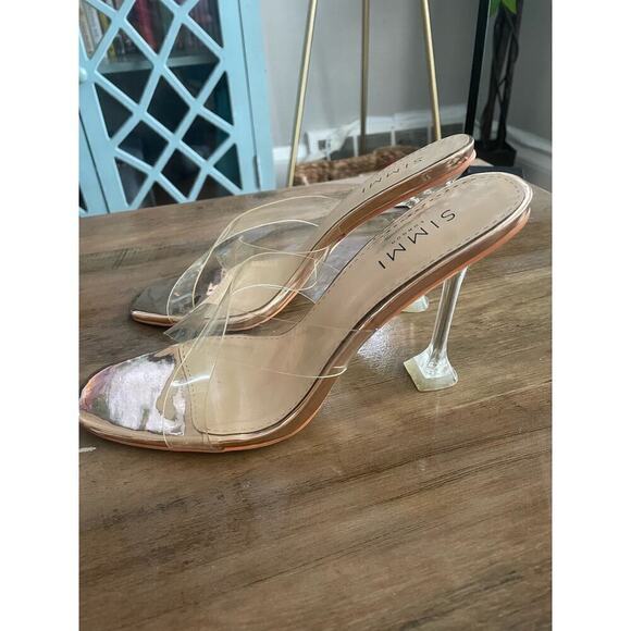 Simmi London Clear Criss-Cross Stiletto Box Heels - Picture 6 of 6